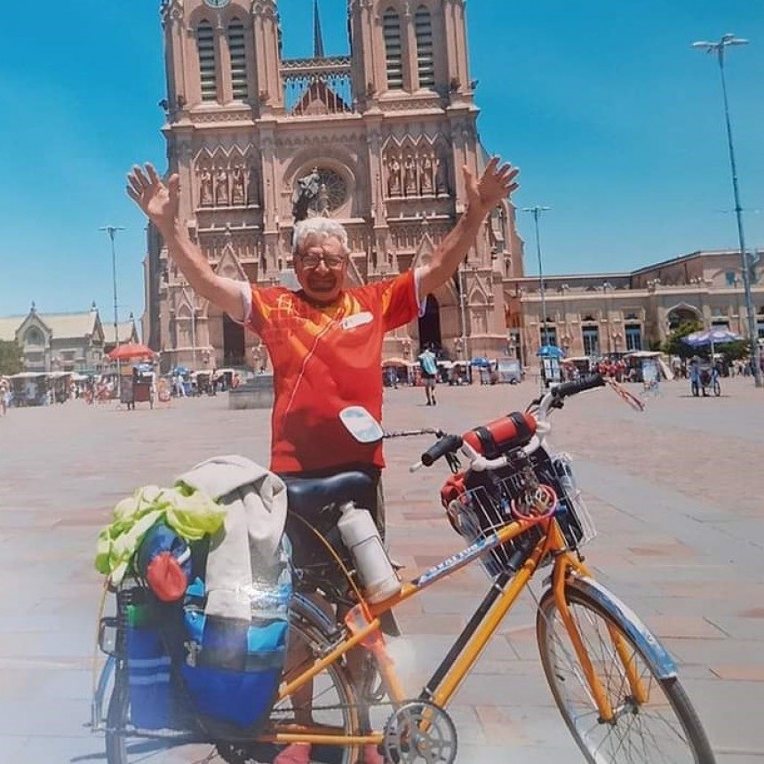 Travesía en bicicleta: A los 70 años, Ángel Marilú pedaleó hasta la Basílica de Luján