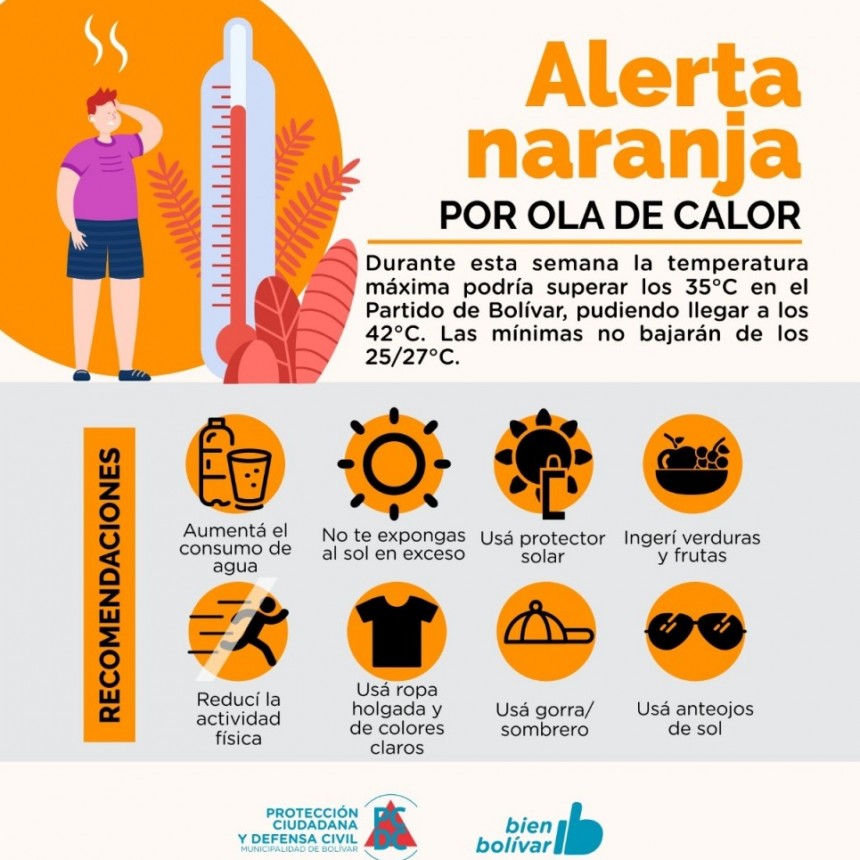 Alerta Naranja por la ola de calor en el partido de Bolívar