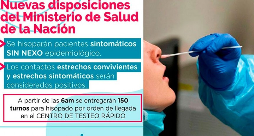 Desde este lunes, se entregarán 150 turnos diarios para testeo