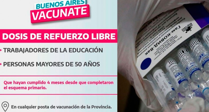 Vacunaci&oacute;n libre con dosis de refuerzo dirigida a trabajadores de la educaci&oacute;n y mayores de 50 a&ntilde;os