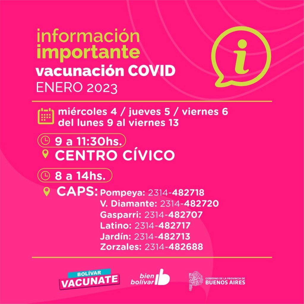 Hasta el viernes 13 habrá una Posta de Vacunación COVID en el Centro Cívico