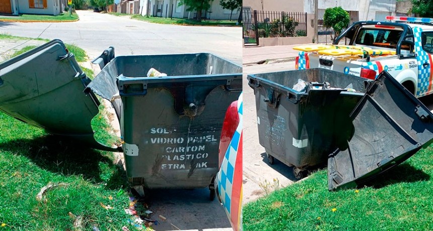 Desidia incomprensible: Siguen dañando los Contenedores de residuos urbanos secos y reciclables