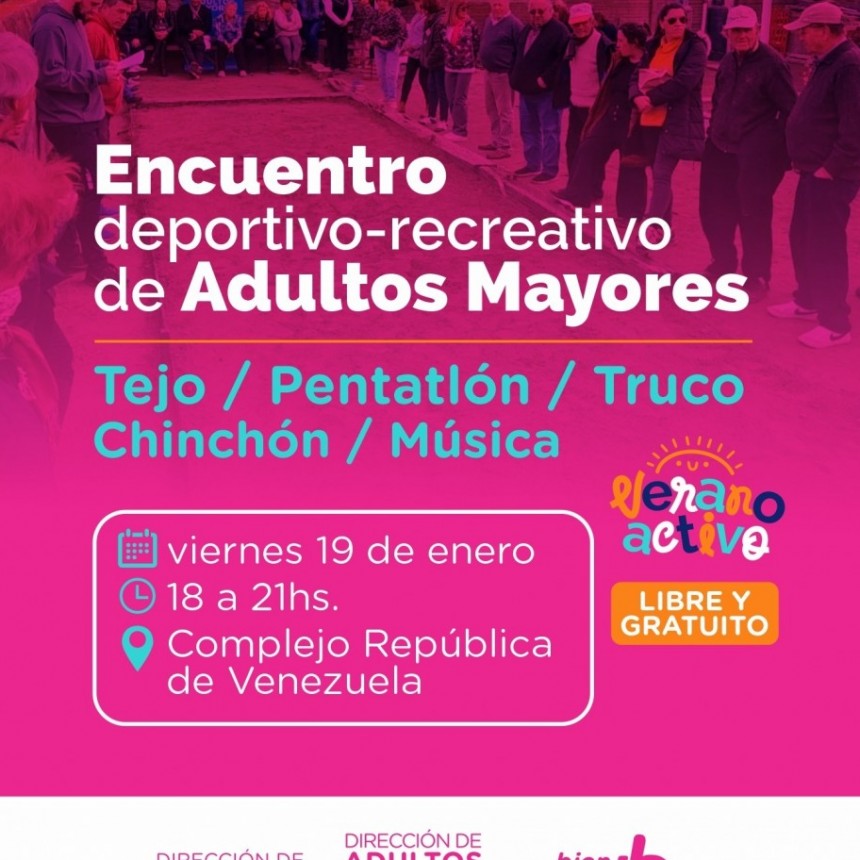 Se realizará un Encuentro Deportivo y Recreativo de Adultos Mayores