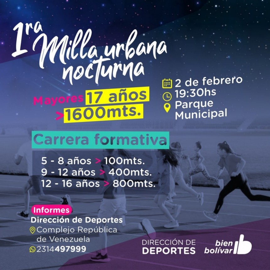 El Municipio invita a la Primera Milla Urbana Nocturna