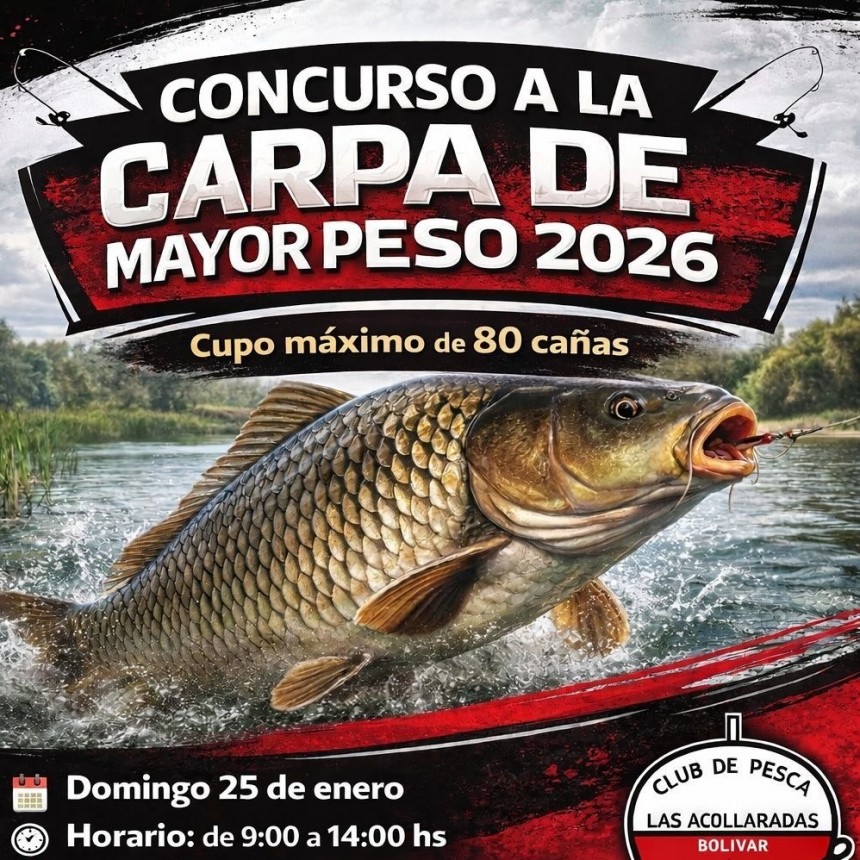 Club de Pesca “Las Acollaradas”: concurso de pesca a la “carpa de mayor peso”