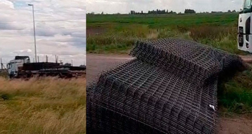 Rotonda Rutas 86 y 65: Un camión perdió mallas metálicas y se recomienda precaución en el tránsito