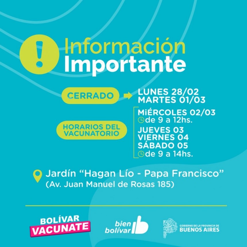 Cómo será el funcionamiento del Centro de Testeo y el Vacunatorio durante la primera semana de marzo 