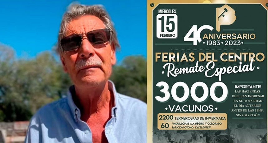 Hoy se realiza el remate 40°aniversario de la firma Ferias del Centro y en FM 10 hablamos con César Diez