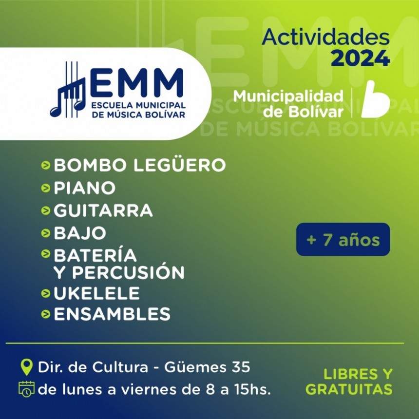 Se encuentra abierta la inscripción a la Escuela Municipal de Música