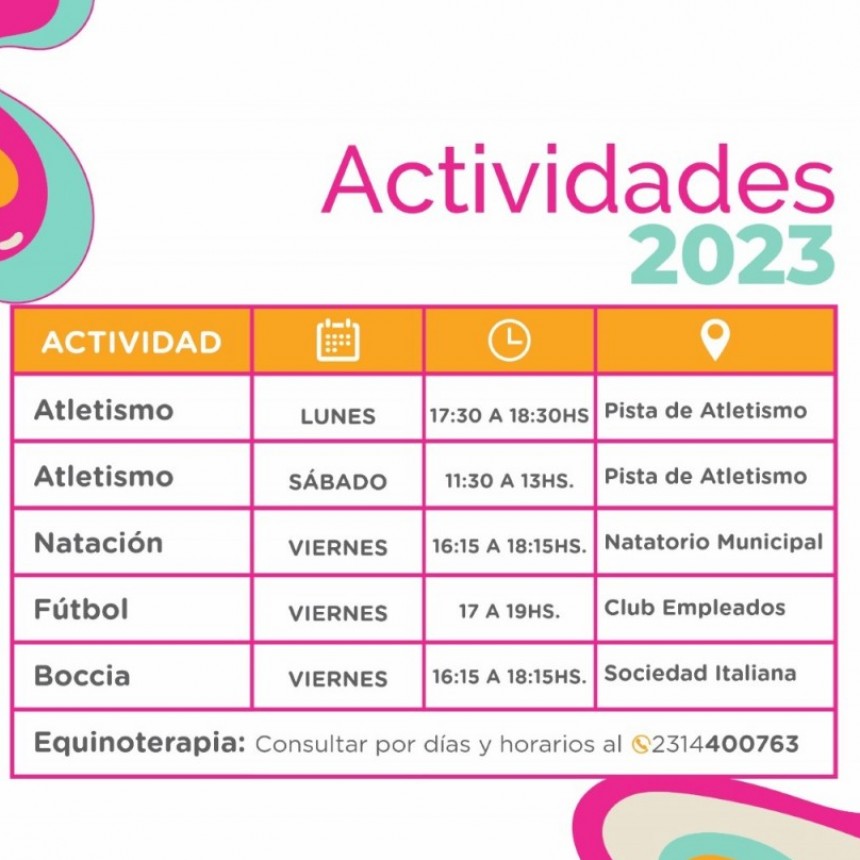 Comienzan las actividades gratuitas que ofrece la Dirección de Políticas Públicas para Personas con Discapacidad