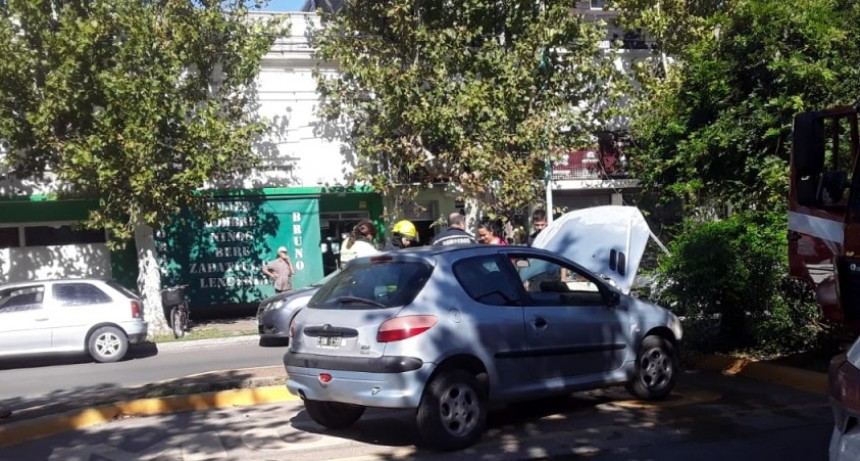 Principio de incendio en el motor de un vehículo