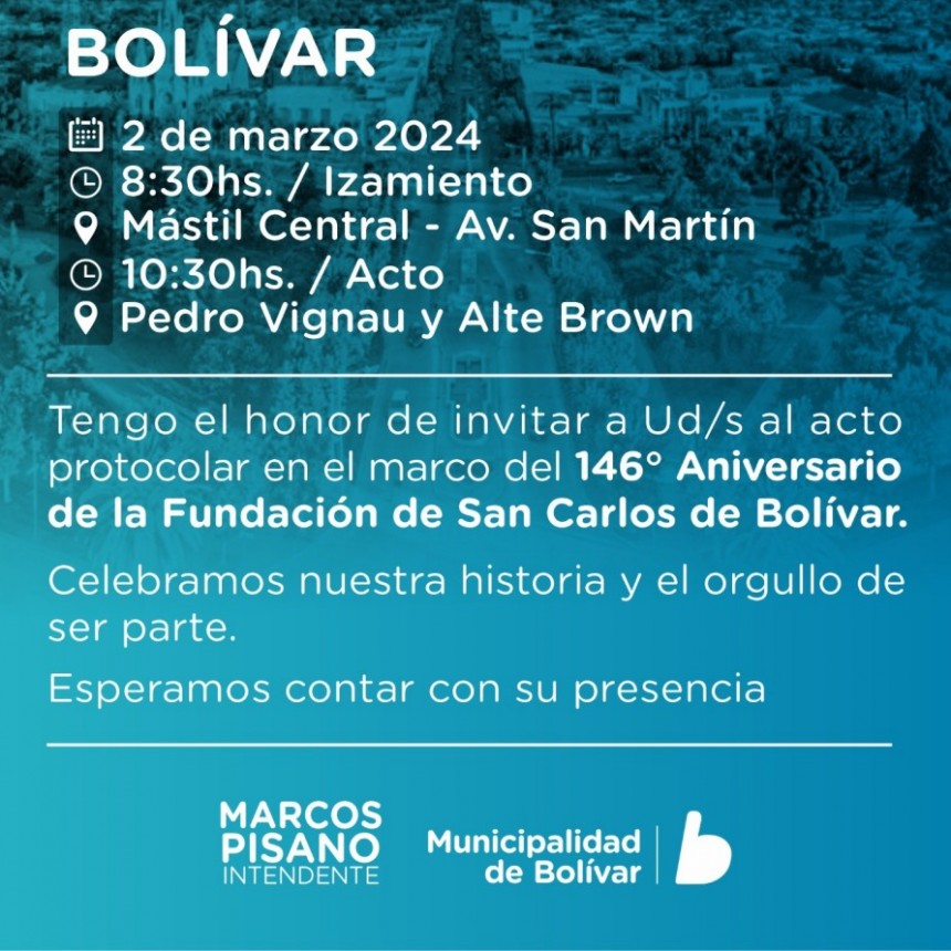 Acto por el 146º Aniversario de la fundación de San carlos Bolívar