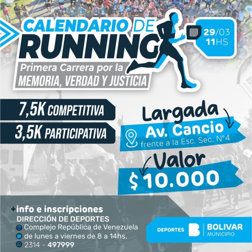 Este 29 de marzo se realizar&aacute; la Primera Carrera de Running