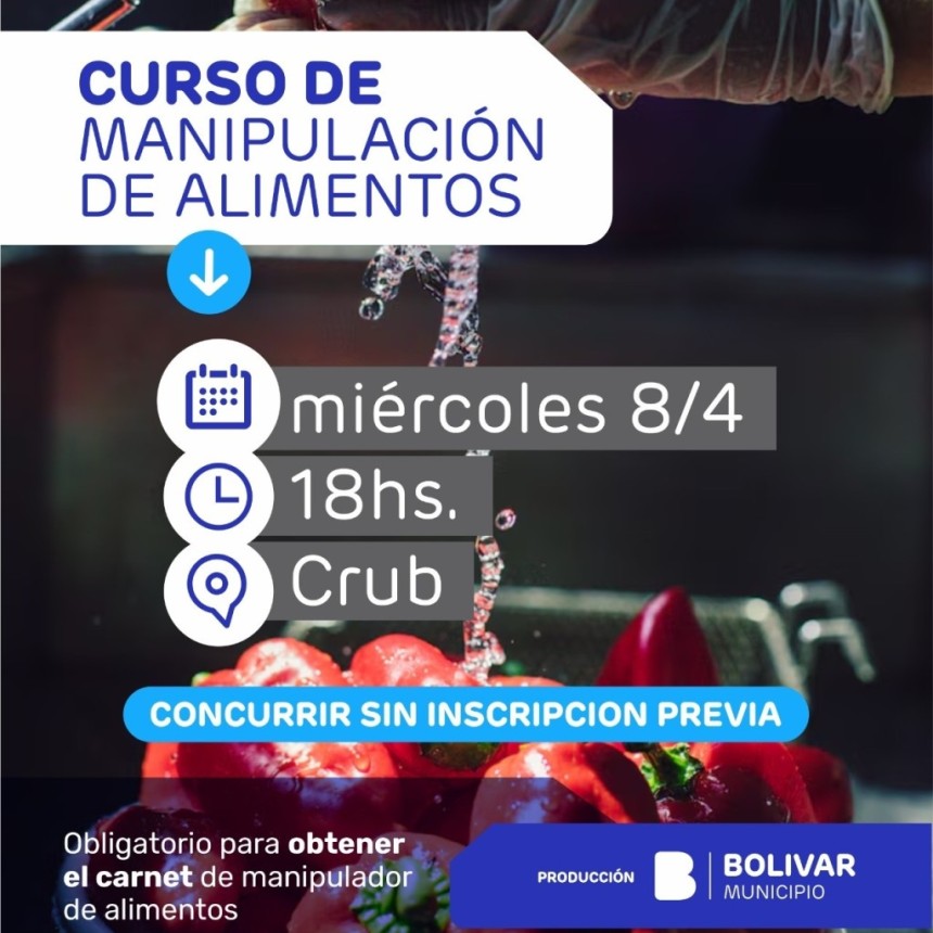 Curso de Manipulaci&oacute;n de Alimentos: se desarrollar&aacute; el 18 de abril en el Centro Regional Universitario