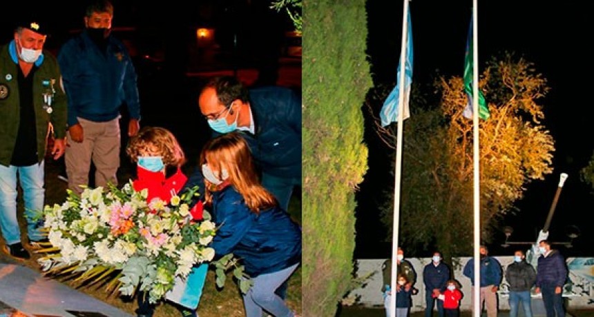 El intendente Pisano izó la bandera junto a excombatientes