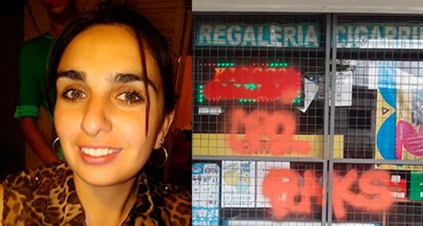 Amaneció con pintadas en su local, kiosco La Floreana