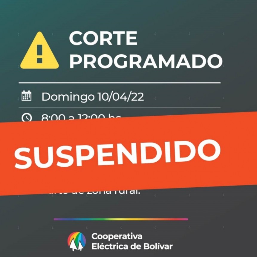 La empresa EDEN resolvió suspender el corte de energía programado para este Domingo 10 de Abril