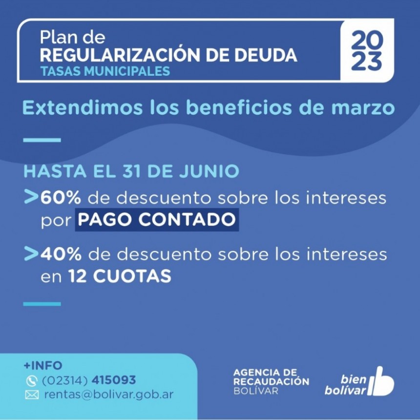 Se extienden hasta el 30 de junio los Planes de Pago para deudas de Tasas Municipales con importantes descuentos