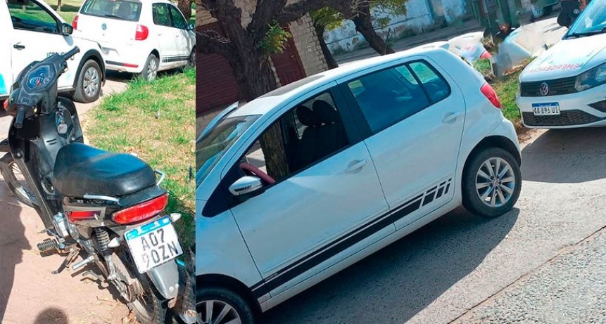 Impacto entre un auto y una moto