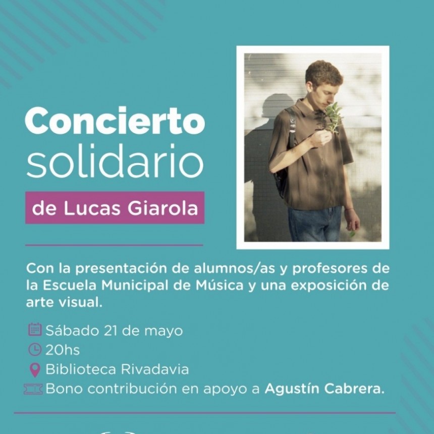 El artista bolivarense Luvcas Giarola brindar&aacute; un concierto solidario