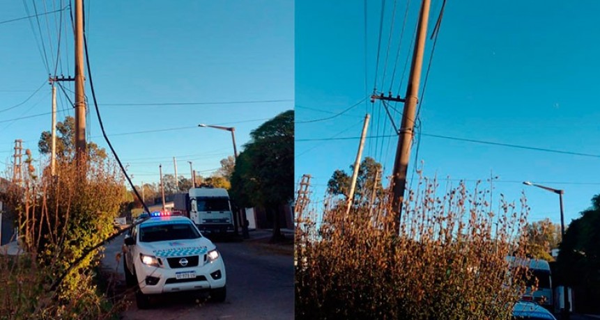 Reportaron la caída de la funda un cable ensamblado del servicio de energía eléctrica, pero insumía riesgo en el mismo tendido