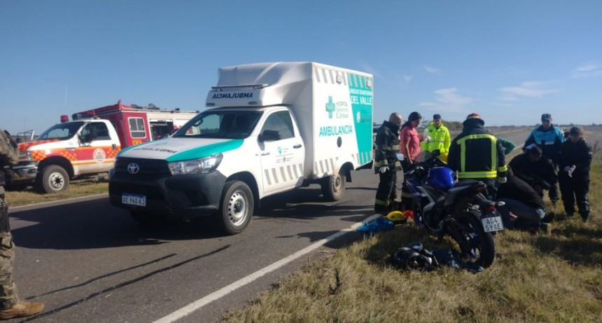 Ruta 205: Un motociclista sufrió un despiste y posterior caída