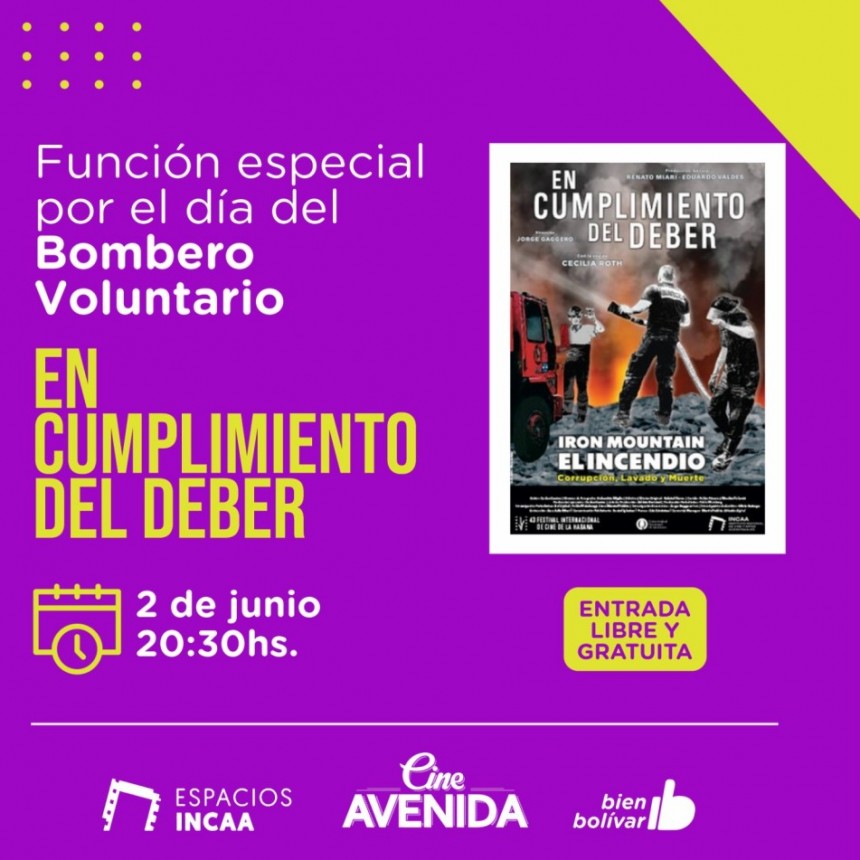 Cine Avenida: Habrá una función especial por el Día del Bombero Voluntario