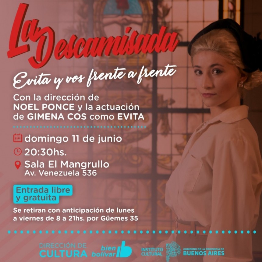Llega a Bolívar la obra teatral “La Descamisada: Evita y Vos Frente a Frente”