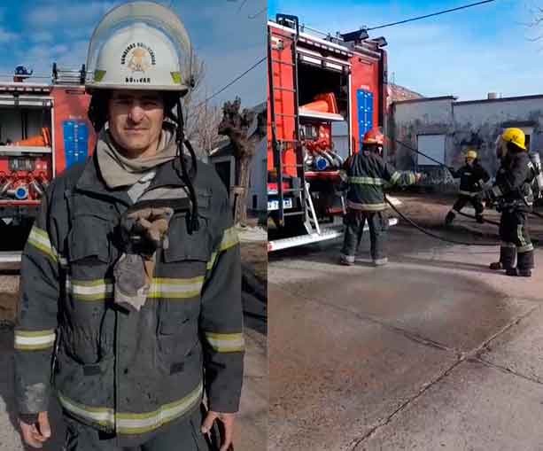 Bomberos Voluntarios extinguieron el fuego en un galpón que su propietario utilizaba como depósito de herramientas