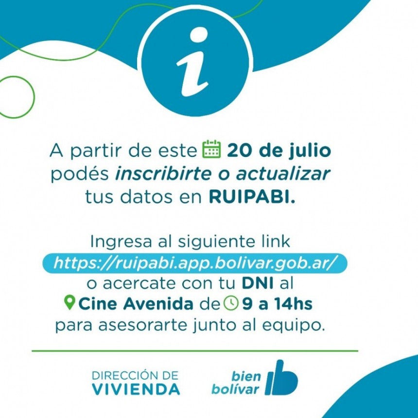 Comienza este miércoles la inscripción al Registro Único de Inscripción Permanente de Aspirantes a Bienes Inmuebles