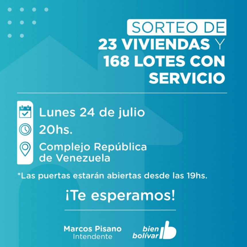 Se realizará un nuevo Sorteo Público de Viviendas y Lotes 