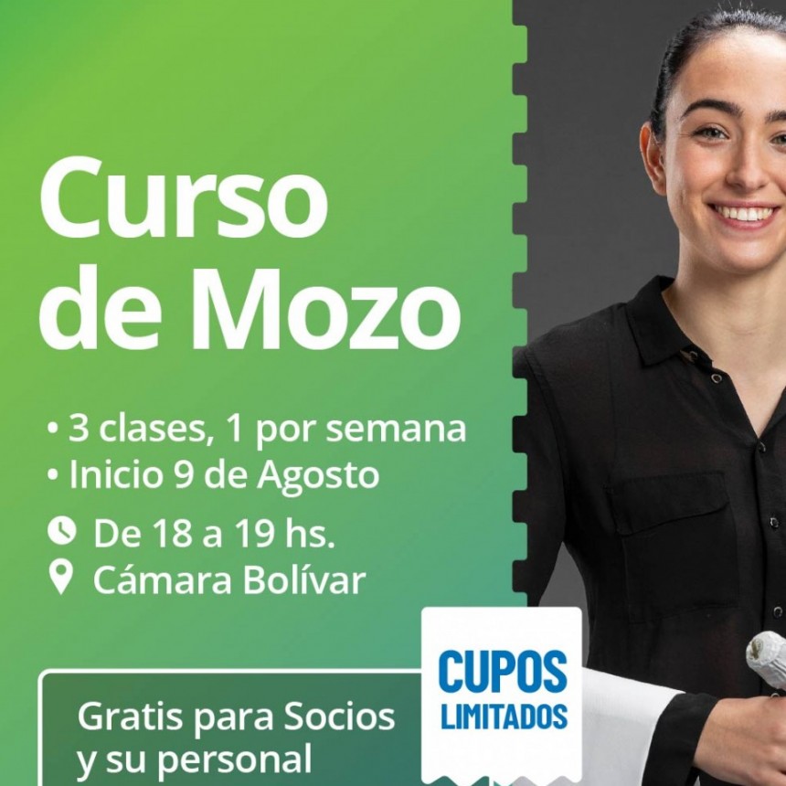 La Cámara Bolívar Lanza el primer Curso de Mozo, tendrá inicio el 9 de agosto