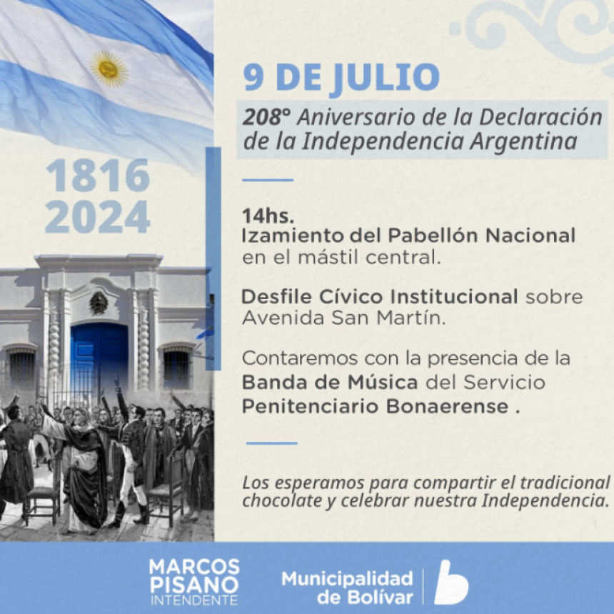 La gestión municipal celebra el 208° Aniversario de la Independencia en el Centro Cívico