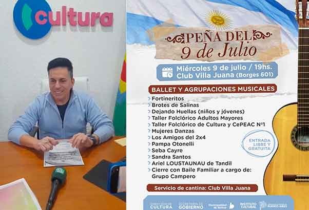 La Peña del 9 de Julio se celebra en el SUM del Club Villa Juana, Jorge Fernández dio los detalles