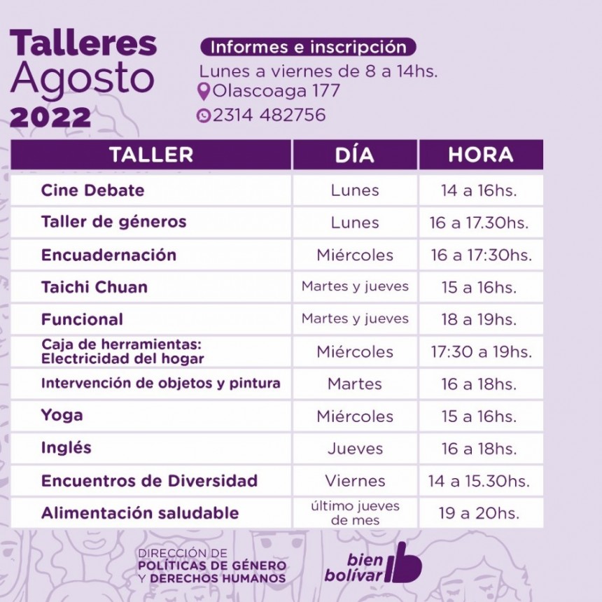 La Dirección de Políticas de Género y DD.HH brinda talleres gratuitos en la Casa Abierta