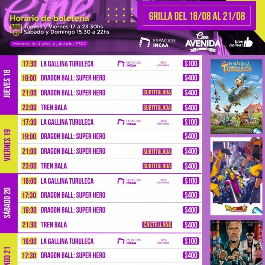 Cine Avenida: Lo que vas a ver este fin de semana