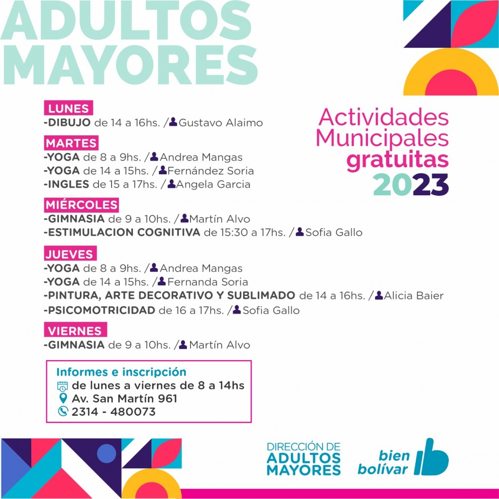 Adultos Mayores brinda numerosas actividades gratuitas