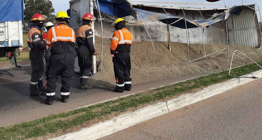 Anticipo de Radio Más Daireaux: Un transporte perdio parte de su carga de girasol en la cinta asfáltica