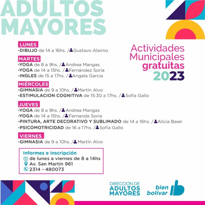 Adultos Mayores brinda numerosas actividades gratuitas