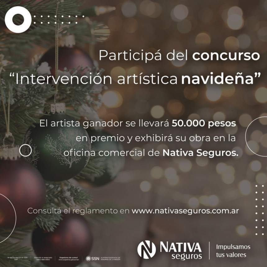Nativa Seguros lanza el concurso “Intervención artística navideña” y convoca a artistas locales a presentar propuestas