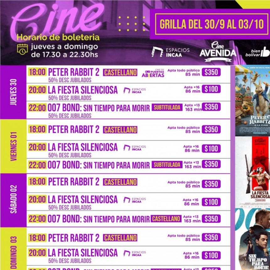 Este fin de semana el Cine Avenida estrena una variada programación