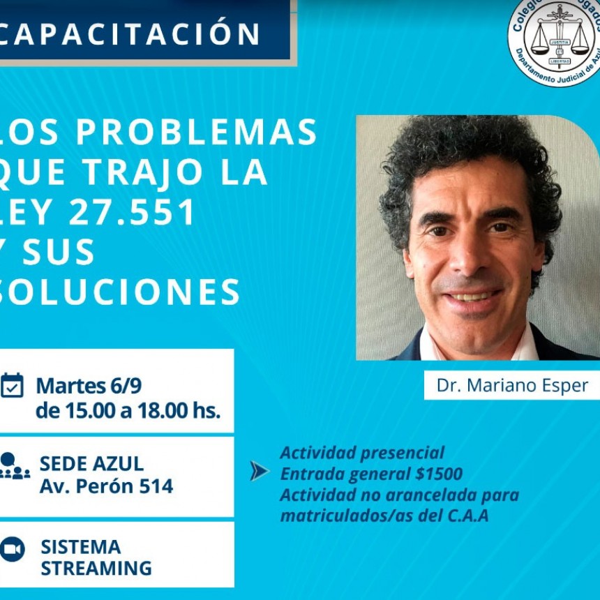 El doctor Mariano Esper abordará “Los problemas que trajo la ley de alquileres y sus soluciones”