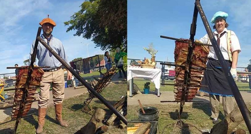 José Biarlo y Marisa Anello fueron los ganadores del concurso de Asado a la estaca organizado por la Sociedad Rural de Bolívar