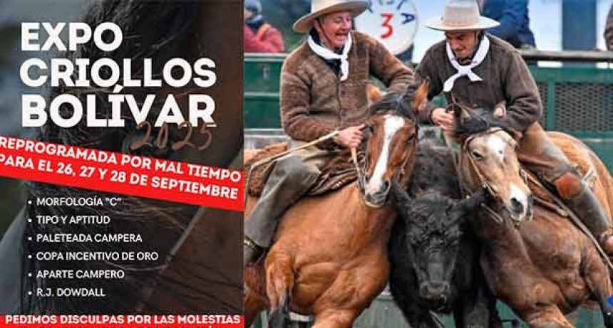 Fue reprogramada la Expo Caballos Criollos para los días 26, 27 y 28 de spetiembre