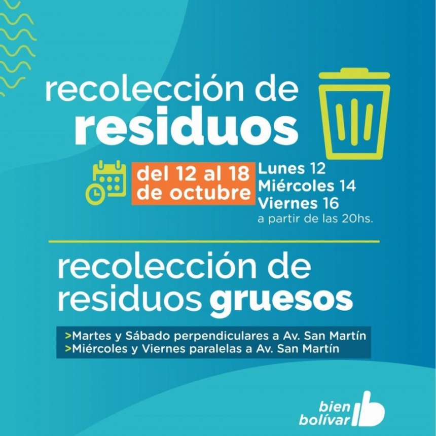 Cómo será la recolección de residuos este fin de semana largo