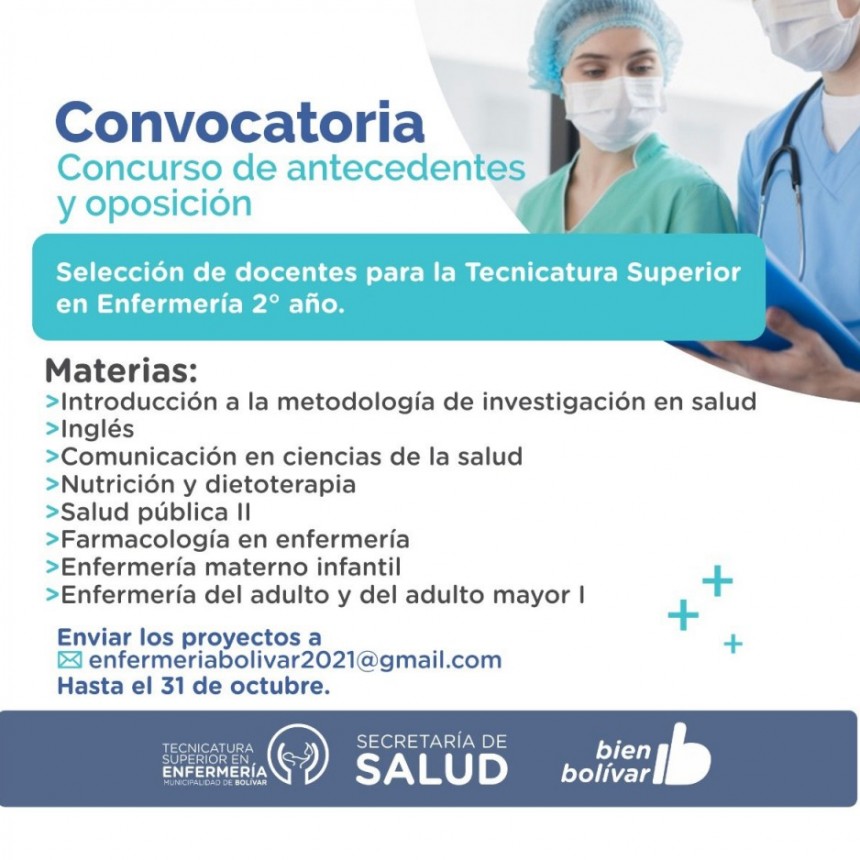  Se abre la convocatoria para docentes de la tecnicatura en enfermería