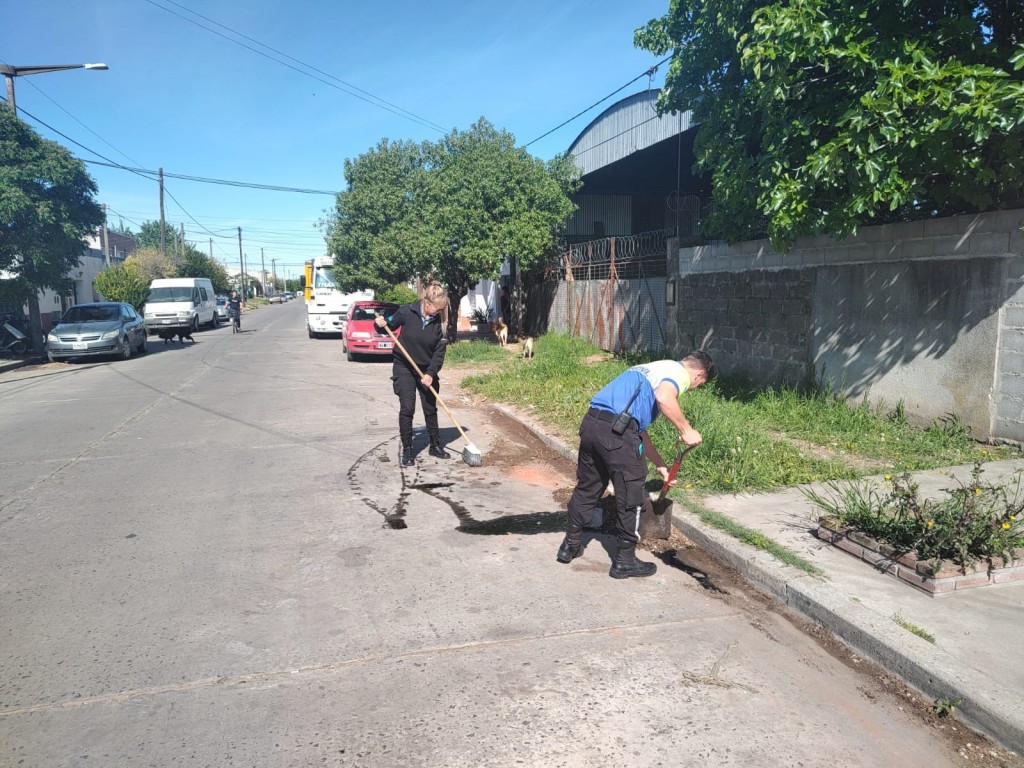 Derrame de aceite en la vía pública