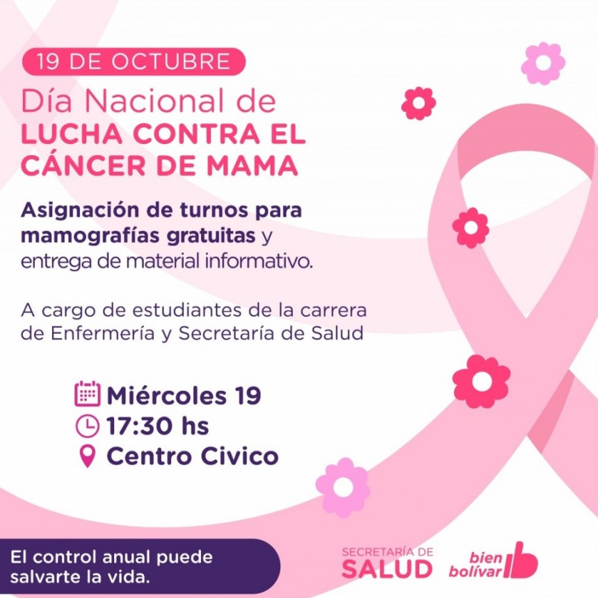 Octubre Rosa: La Secretaría de Salud realizará una actividad preventiva en el Centro Cívico