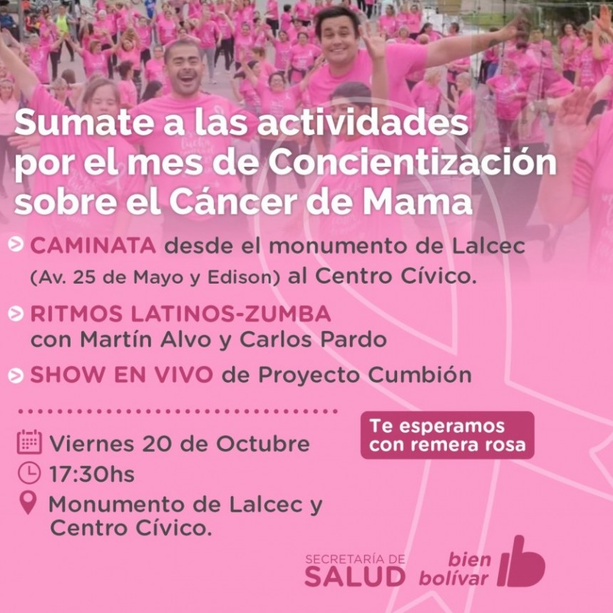 La Secretaría de Salud realizará actividades para Concientizar sobre el Cáncer de Mama