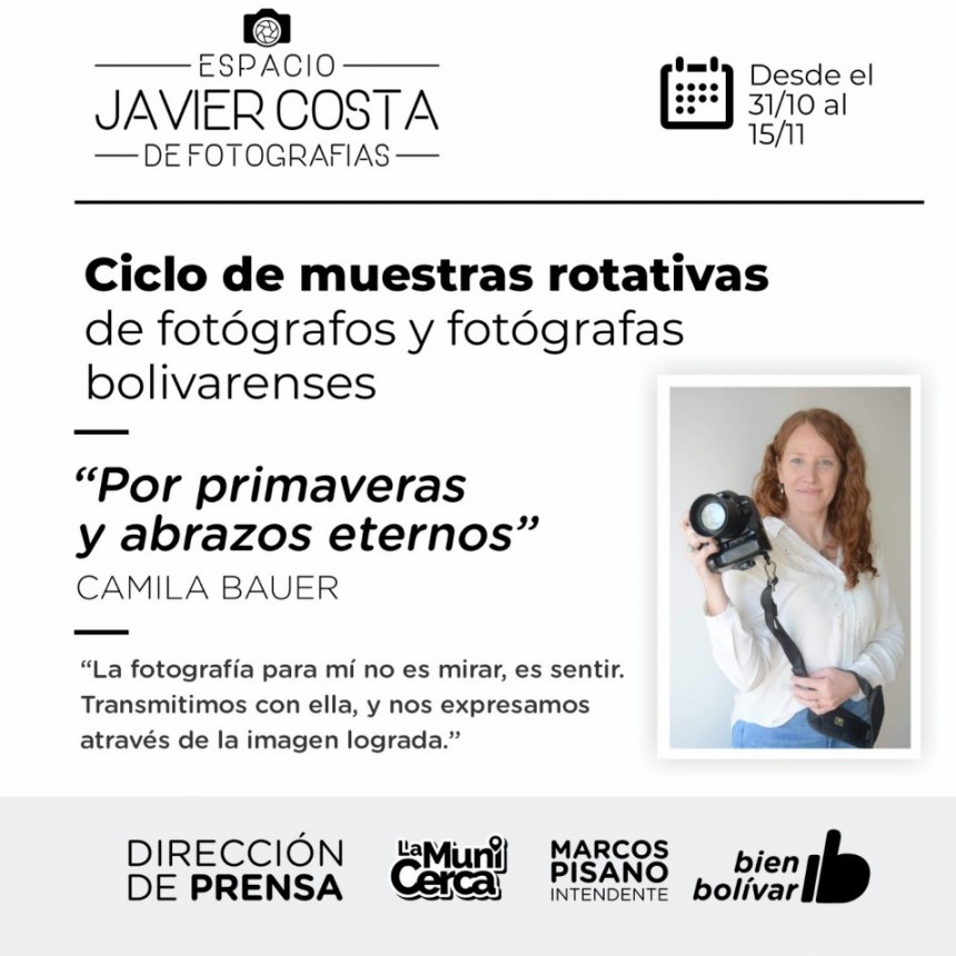 La fotógrafa bolivarense Camila Bauer expone en el espacio Javier Costa